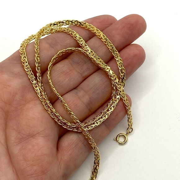 Necklace Gold Tone 19.5” Flat Decorative Chain - Picture 3 of 11